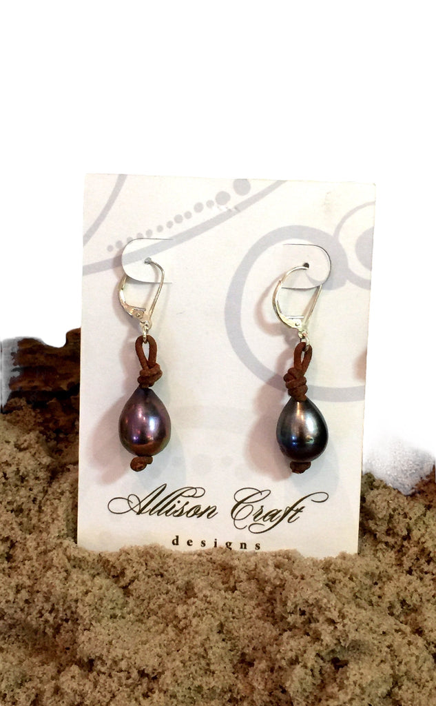 Peacock Tear Single Earrings | Allison Craft Designs