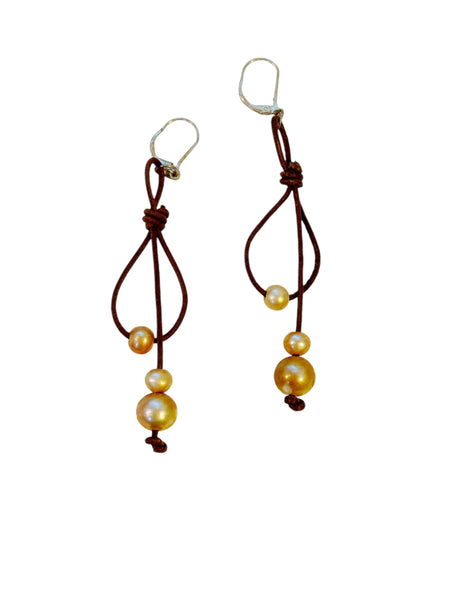 Golden Pearl Loop Earrings | Allison Craft Designs