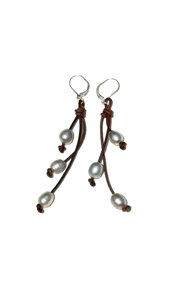 Cascading Silver Pearl Earrings