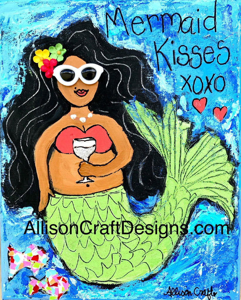 Mermaid Kisses Print and Mat | Allison Craft Designs Pearl and Leather