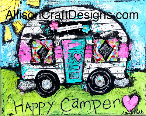 Happy Camper Print and Mat | Allison Craft Designs Pearl and Leather