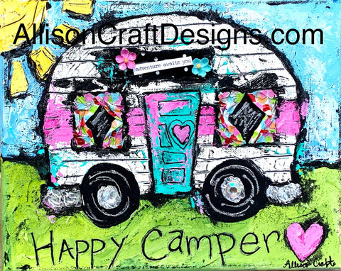Happy Camper Print and Mat | Allison Craft Designs Pearl and Leather