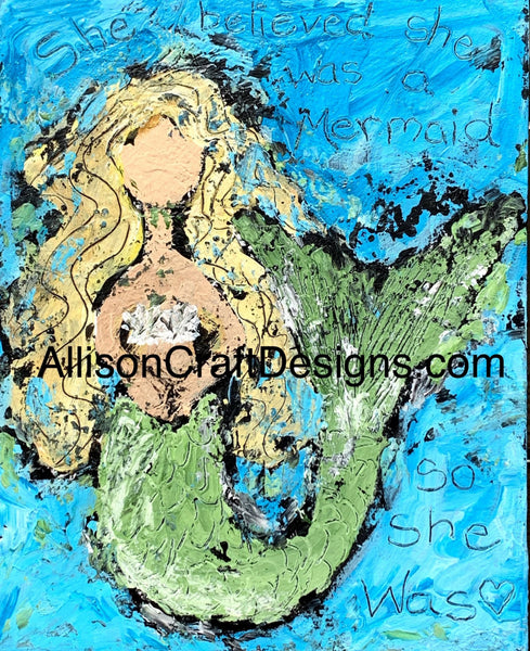 She Believed Mermaid Print with Mat