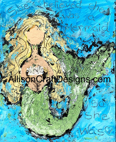 She Believed Mermaid Print with Mat