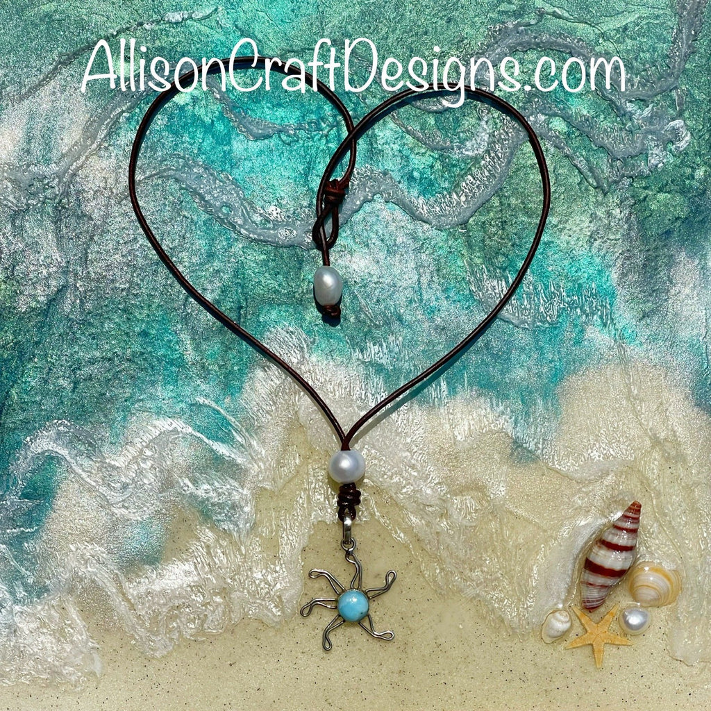 Sunshine Daze Larimar Sun Necklace | Allison Craft Designs